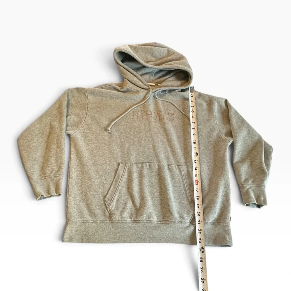 Levis Hoodie Mens Large Gray Red Logo Pullover Sweatshirt